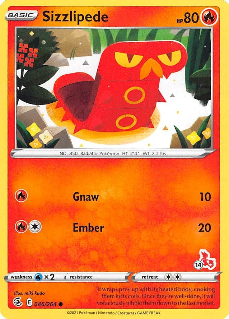 Sizzlipede - 046/264 (#14 Cinderace Stamped) (046/264) (BA22)