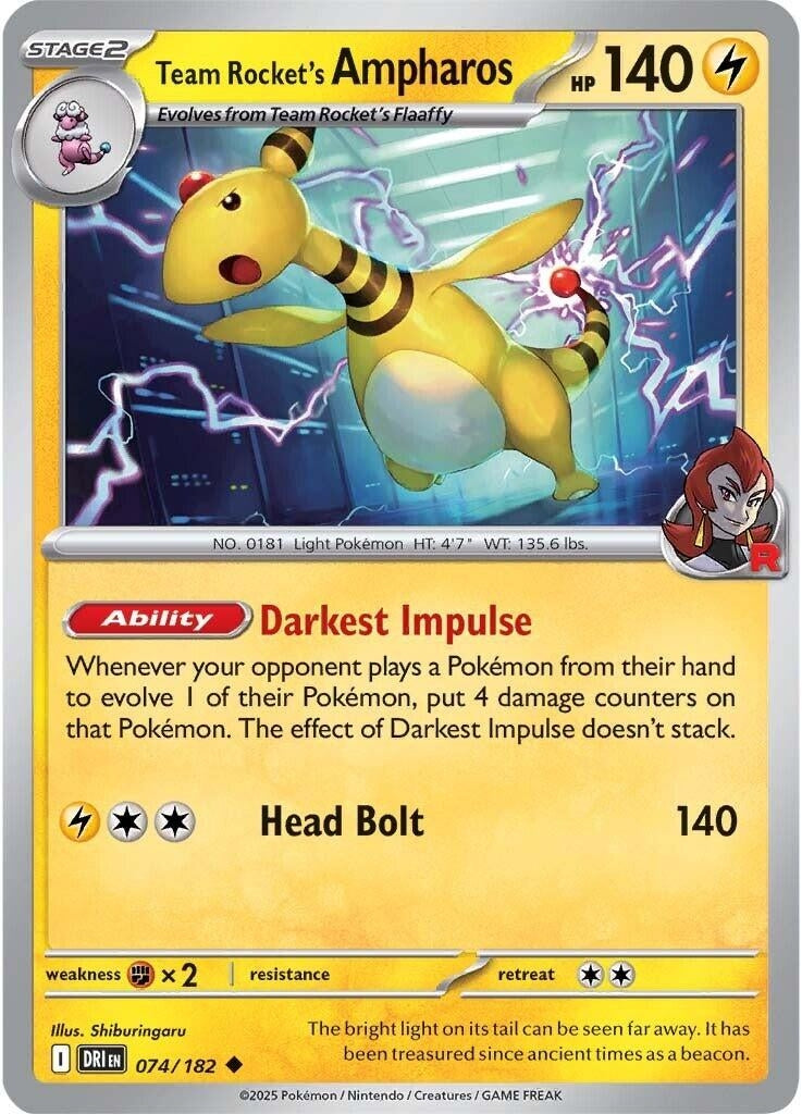 Team Rocket's Ampharos (074/182) (DRI)