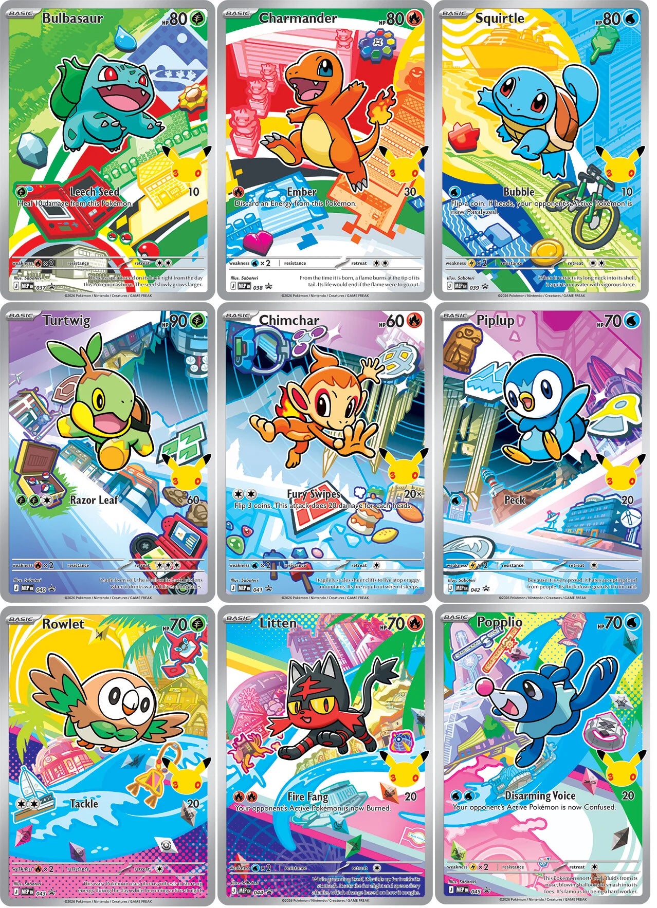 Pokemon First Partner Illustration Collection Series 1 - FULL SET OF 9