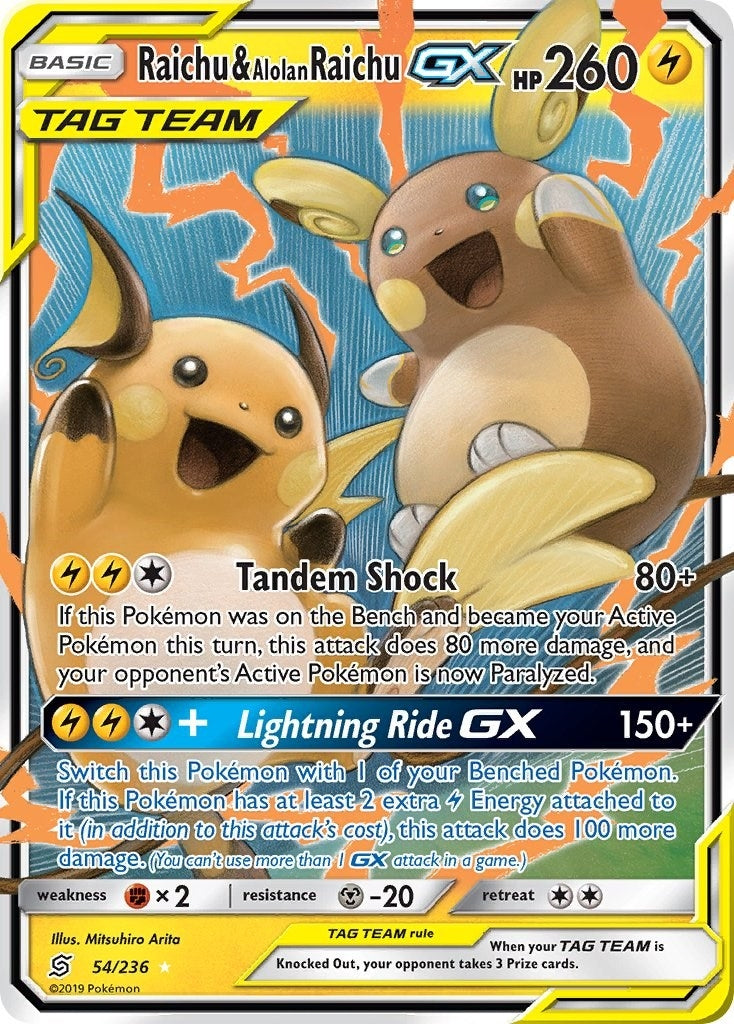 Raichu & Alolan Raichu GX (54/236) (SM11)
