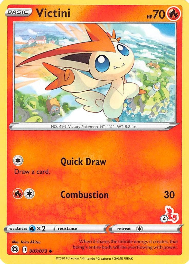 Victini - 007/073 (#4 Cinderace Stamped) (007/073) (BA22)