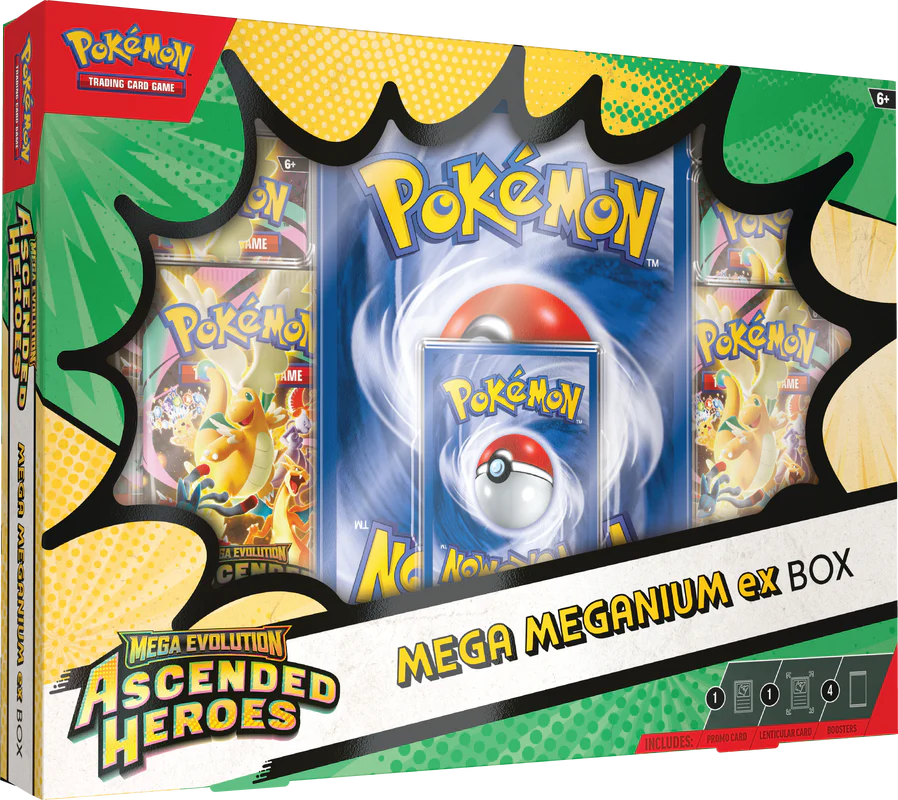Ascended Heroes Mega Meganium ex, Mega Emboar ex, Mega Feraligatr ex Boxes (Pre-order)